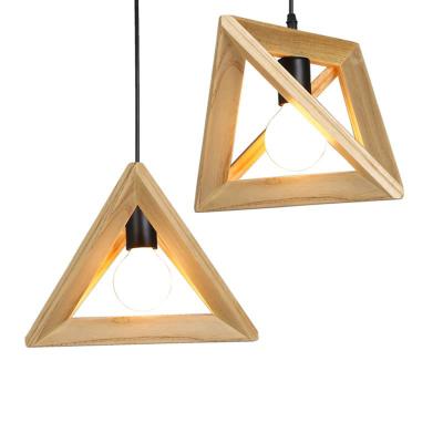 China Modern Fashion Modern Furniture Geometry Wood Chandelier Shaped LED Wood Lamp for sale