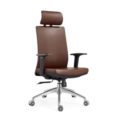 China (Height) Adjustable High End Popular Brown Leather Boss Chair for sale