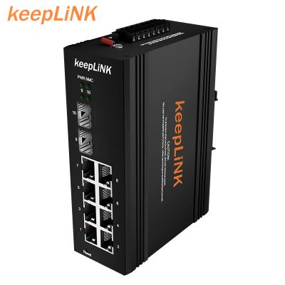 China LACP Managed Industrial Ethernet Powered 8 Gigabit PoE Port Switch 48vdc In Din Rail Running for sale