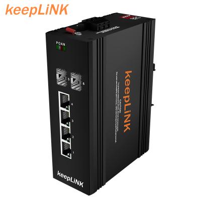 China LACP gigabit controlled industrial fiber ethernet switch with 4 rj45 ports and 2*1000M Optical ports for sale