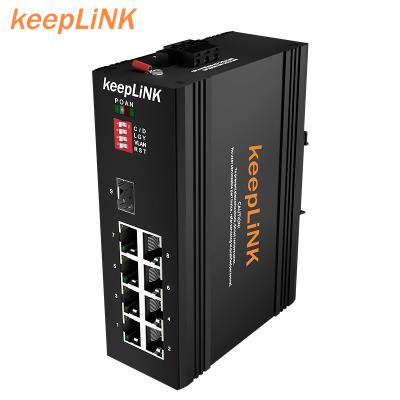 China Hot Sale IP40 Industrial Gigabit 8 Gigabit Port Network POE 1 SFP Switch POE for sale