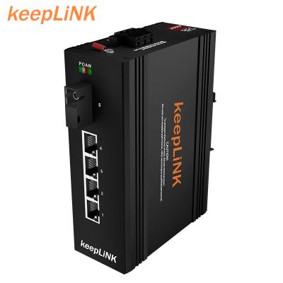 China Double Fiber keepLiNK 5 Port Unmanaged PoE Industrial Ethernet Smart Switch for sale