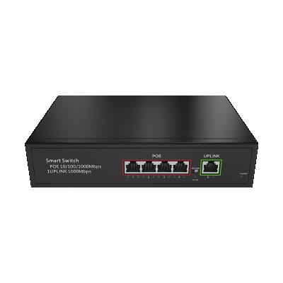 China Commercial POE 4 10/100/1000M PoE With 1 1000M Uplink 5 Ports Ethernet Switch Office for sale