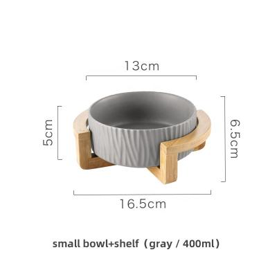 China Customized Sustainable Biodegradable Ceramic Pet Bowl Cat Dog Food Bowl Pet High Feeder With Bamboo Fiber Frame for sale