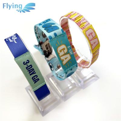 China Waterproof / Waterproof Terry Cloth RFID Woven Wristband, Security QR Code Concert Entrance Ticket Wrist Band For Event for sale