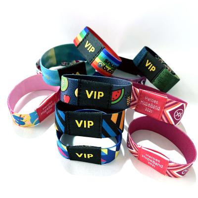 China Custom Made Fancy Elastic Woven Fabric Wrist Band Comfortable RFID Polyester Elastic Wristbands Wristbands for sale