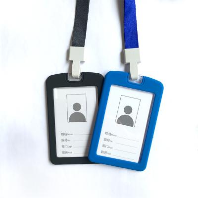 China Custom Lanyards Silicone ID Card Holders Badge/Fashion Customized Credit Card/ID Holder With Neck Strap for sale