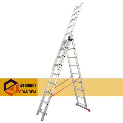 China Aluminum Folding Ladder Wholesale Product Aluminum Folding Ladders EN131 Section 3 Sliding - A Type Ladder for sale