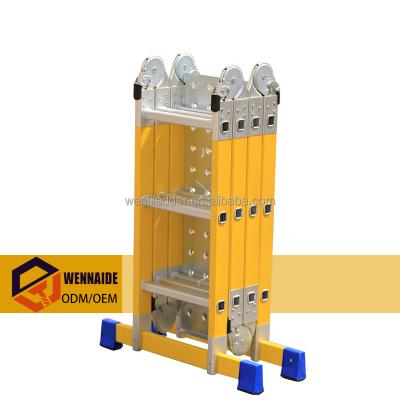 China Factory price OEM 4*3 12steps folding ladders ODM cheap&safety fiberglass reinforced plastic insulated multifunctional ladder for sale