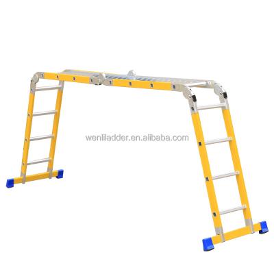 China Factory price OEM ODM cheap&safety folding ladders 4*4 16steps fiberglass reinforced plastic insulated multifunctional ladder for sale