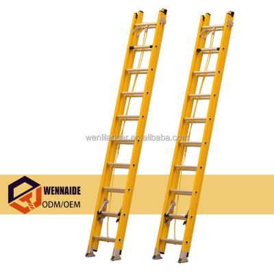 China ANSI Type IAA Insulation Ladders 2*10steps 6m Factory Price Suitable For Working Environment Fiberglass D-rung Electric Extension Ladder for sale