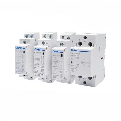 China Chint Magnetic Electrical 20A -63A AC Contacts Manual 2NO 1NO+1NC 2NC AC 2 Pole Household Contactor NCH8 for sale