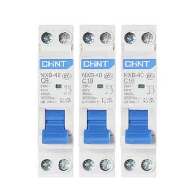 China CHINT miniature circuit breaker short circuit protect overload NXB-40 NXB-63 factory 6A 1pole MCB C 4.5KA for sale