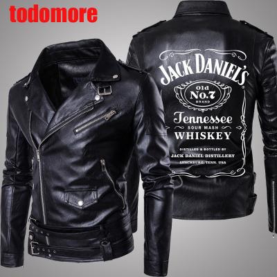 China Best Quality Motorcycle Fashion PU Biker Winter Windproof Leather Coated Bomber Slim Men's Jackets for sale