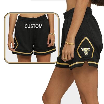 China Custom wholesale logo antibacterial mba collect selected sublimation bulls mesh with zipper pockets throwback girl womens basketball shorts for sale