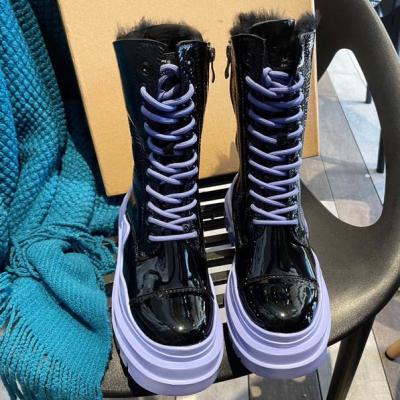 China Anti-Smell Designer Platform Fur Uggh Women Winter Tall Warm Fuzzy Flat Thigh High Boots Snow Boots for sale