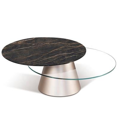 China Wholesale Convertible Furniture Luxury European Marble With Glass-metal Small Round Low Adjustable Coffee Table End Table for sale