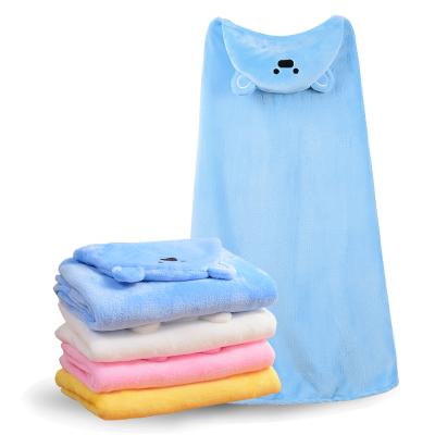 China Polyester + Cotton Newborn Baby Kids Bathrobe With Hood Wholesale Cute Animal Baby Hooded Bath Towel for sale