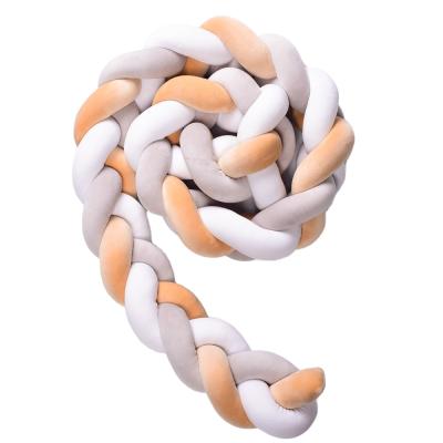 China Breathable Soft Three Knot Anti-pull Color Plush Braided Cotton Blended Pillow Knot Baby Crib Bumper for sale