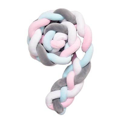 China Soft Color Braided Bumper Anti-Pull Four Crib Protector Baby Crib Bumpers for sale