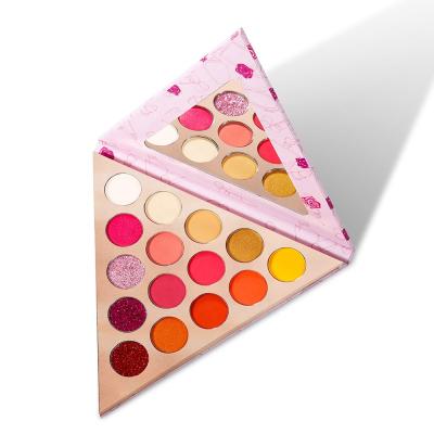 China Wholesale Waterproof Dye Waterproof Eyeshadow Palette Pink Triangle Matte No Logo Makeup Eyeshadow Palette for sale