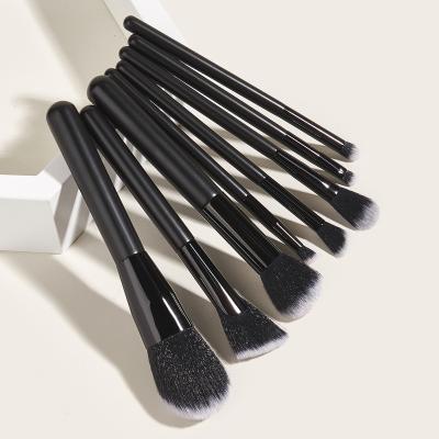 China Fan Brush 8 Pcs Synthetic Hair Synthetic Low Moq Custom Makeup Set Brush Vegan Black Professional Cruelty Free Wholesale Private Label With OPP Bag for sale