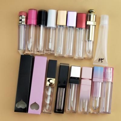 China Custom Empty Clear / Wand Tubes Lip Gloss Logo Empty Lip Gloss Containers With Brush Applicator Lip Gloss Tubes Packaging Private Label for sale