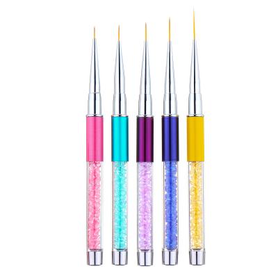 China New 7/9/11/14/19mm NAIL Rhinestones Handle Acrylic Nail Art Drawing Pen Painting Tools Coating Brush Nails Grid Stripes DIY UV Gel Tips for sale