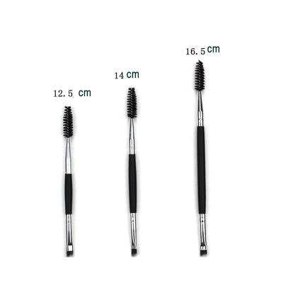 China Angular Blush 2019 Wholesale Cosmetics Sweep Angular Eyebrow Makeup Tool Brush Double Ended Brow Brush To Make Your Logo for sale