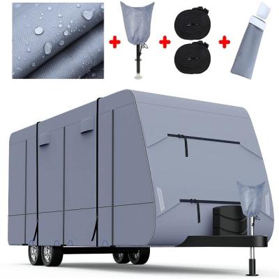 China Latest Design Sports Black 210d Polyester Oxford Cloth Travel Trailer Motorhome Wind And Dust Proof Cover for sale