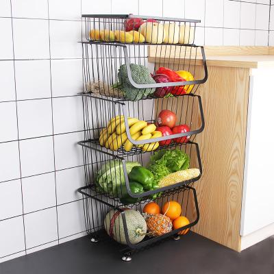 China Viable Hot Sale Kitchen Storage Basket Metal Storage Baskets Multifunctional Vegetable Storage Baskets for sale