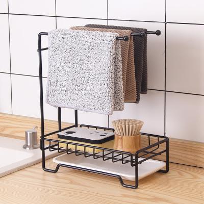 China Sustainable Metal Rack Sponge Drain Rack Kitchen Cloth Rack Sink Storage Shelf Kitchen Accessories Drain Rack for sale