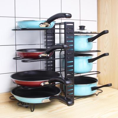 China Sustainable Household Goods Mult-function Storage Rack For Kitchen Pot Lid Rack Multi-Layer Iron Pot Rack for sale