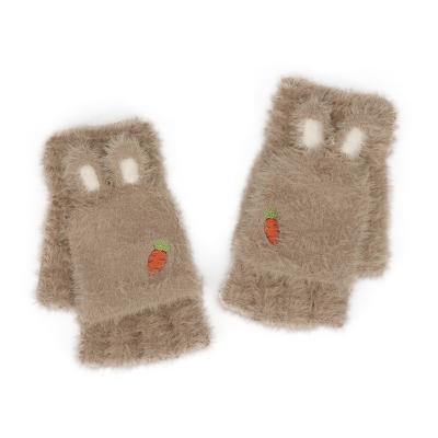 China Other Cute Fingerless Imitation Mink Velvet Rabbit Radish Gloves Winter Ladies Warm Winter Knit Gloves for sale