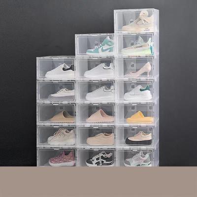 China Concise Viable Wholesale Shoe Boxes and Convenient Stackable Shoe Storage Thicken Plastic Shoe Box for sale