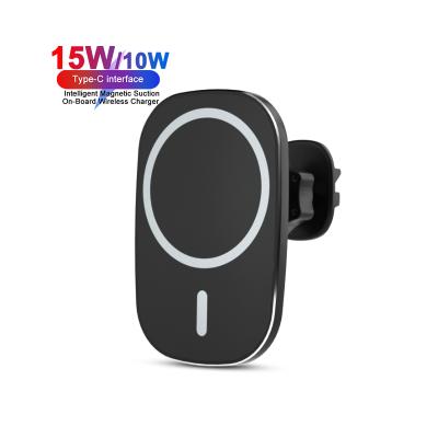 China Car Wireless Charger For Phone Usb Phone Magnetic Qi Type-c OEM Car Mount 15W Palladium Fast Charging Wireless Charger With Mobile Holder For iPhone 12 for sale