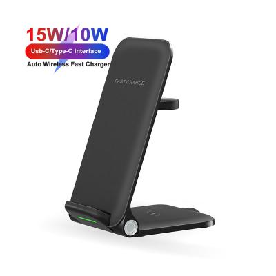 China Smart Watch 3 in 1 Wireless Charger Stand Fast Charging Multifunctional Mobile Phone Stand Wireless Charger for sale