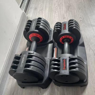 China Fashion. Sport Quickly Adjust Weight By Turning Handle Black Dumbbell With Tray Suitable For Strength Training for sale