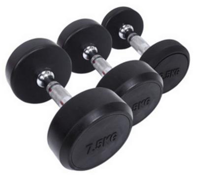 China Wholesale Dumbbell Weight Fitness Accessories Rubber Covered Round Rubber Coated Dumbbells for sale