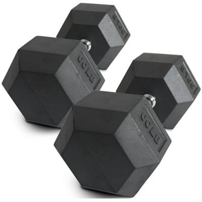 China Hex Luxury Rubber Coated Dumbbell Sets Fitness Equipment Strength Training for sale