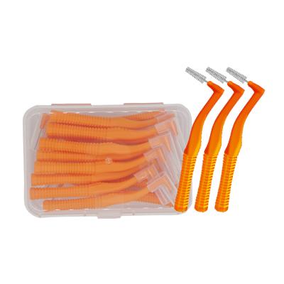 China Portable Mouth Brush 20 Pcs 1.2mm Dupont Interdental Stiffen Angle Professional Cleaners Comfortable Interdental Brushes for sale