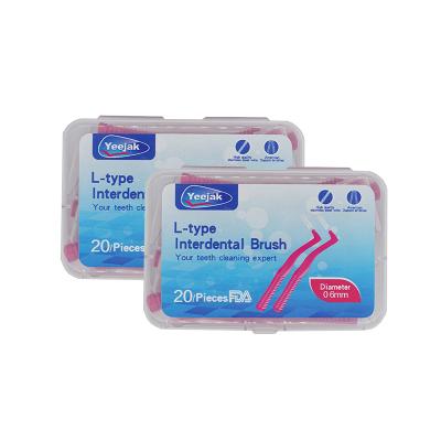 China High quality 0.6mm floss free plastic orthodontic cepillo brush curvo brush OEM adult child dental floss oral cleaning interdental floss for sale