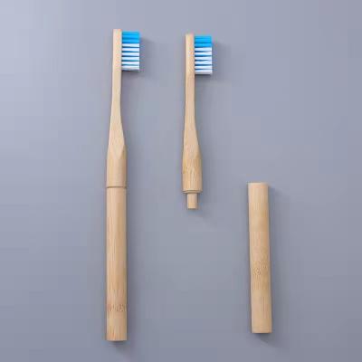 China 100% Biodegradable Hotel Biodegradable Bamboo Replacement Head Replacement Travel Toothbrush Wooden Toothbrush for sale