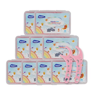 China Wholesale High Quality Pink UHMWPE Kids Flosser 450pcs Toothpicks Stick Eco Friendly Dental Floss OEM Selection Manufacturer for sale