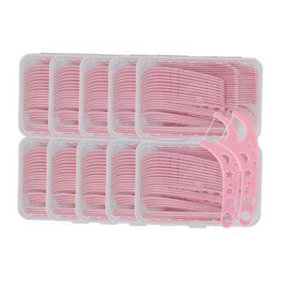 China UHMWPE Factory Direct Sale 500pcs Free OEM Label Maker Biodegradable Pink Eco Friendly Bulk Kids Flosser Pick for sale