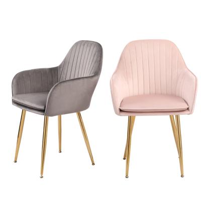 China (Other)Factory Directly Adjustable Dining Chair Modern Design Luxury Fabric Pink Velvet Dining Chair Dining Chair With Gold Legs for sale