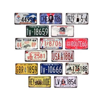 China Wall Decoration Wholesale 15x30cm Vintage Car Registration Plate Accept Custom Made for sale