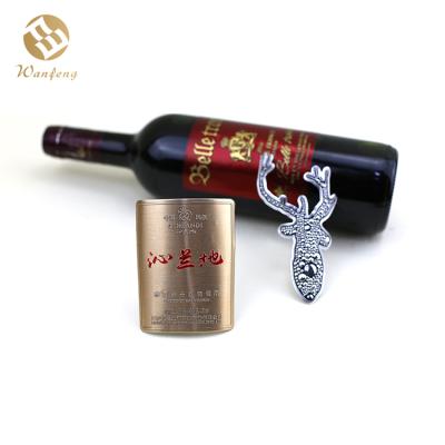 China Waterproof September Super Popular Design Gold Color Glossy Metal Label For Red Wine for sale