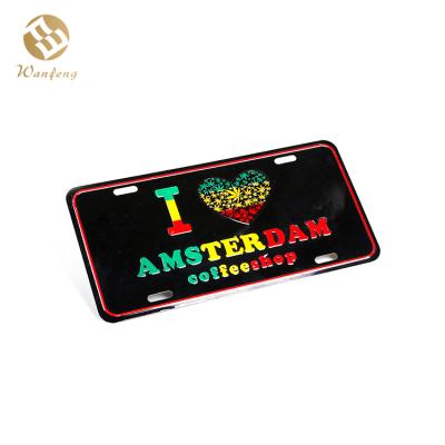 China Used In Home Decoration Custom Embossed Printed Aluminum Logo Metal Tin Sign Decorative License Plate for sale