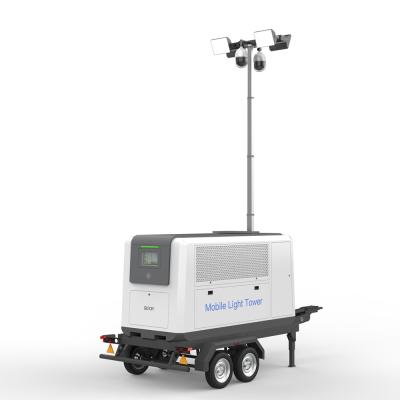 China 100000LM 1KW Mobile Light Tower Surveillance Mobile Light Mast With Charger for sale